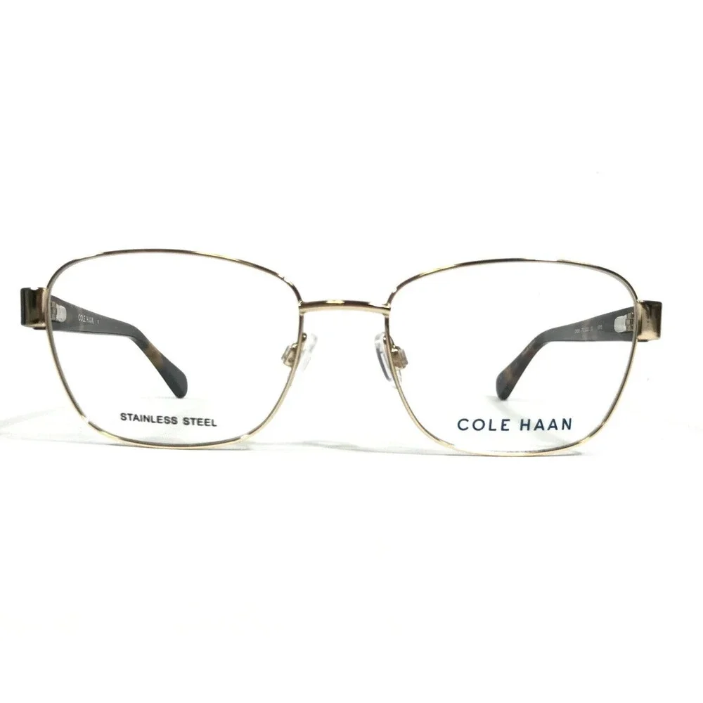 Cole Haan Eyeglasses Frames CH5008 717 GOLD Tortoise Square Wire Rim 52-17-135